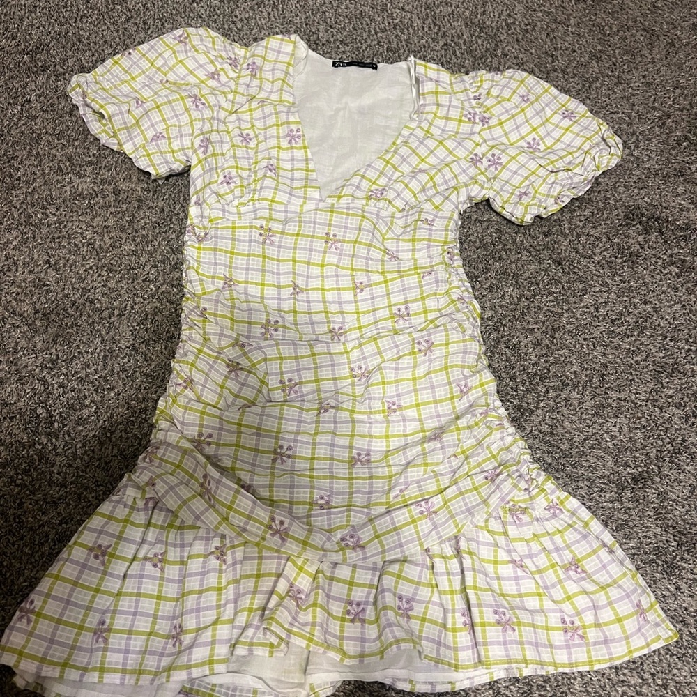 Plaid Puff Sleeve Dress